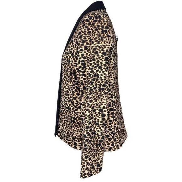 Tahari ASL Women’s Brown Animal Print Open Front Mob Wife Designer Blazer 6P/C38 - Picture 3 of 13